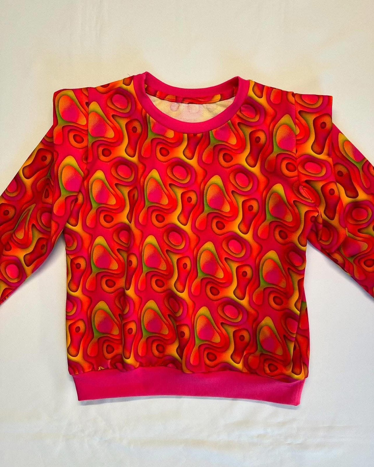 Sweater koraalrood maat 134, Meisje, Maaike Maakt’t, Geen, Trui of Vest