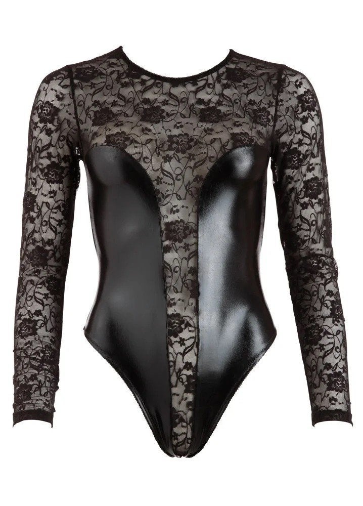 Cotelli Collection Body Wetlook en Design Kant maat S (530), Cotelli Collection, Ophalen of Verzenden, Zwart, Body of Korset