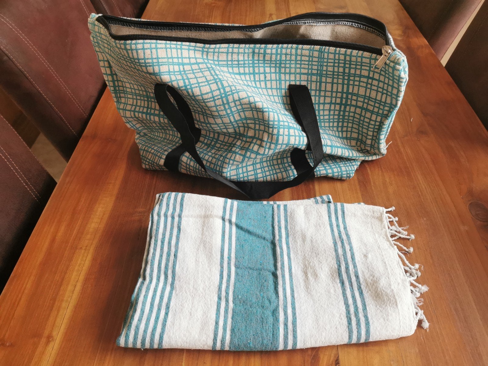 Nieuwe strandtas + hammamdoek – stijlvolle set ️️, Ophalen of Verzenden, Nieuw, 30 cm of meer
