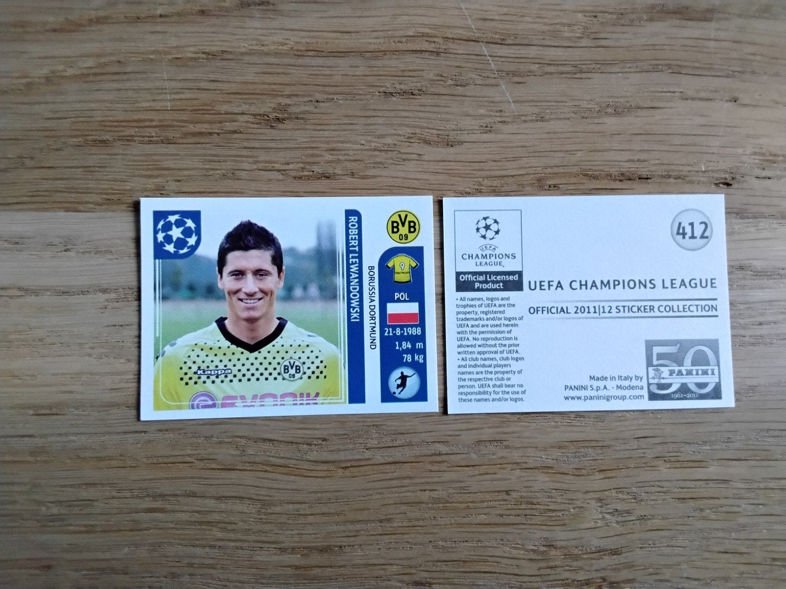 Robert Lewandowski Panini Sticker Champions League 2011/2012, Ophalen of Verzenden, Zo goed als nieuw, Buitenlandse clubs, Poster, Plaatje of Sticker