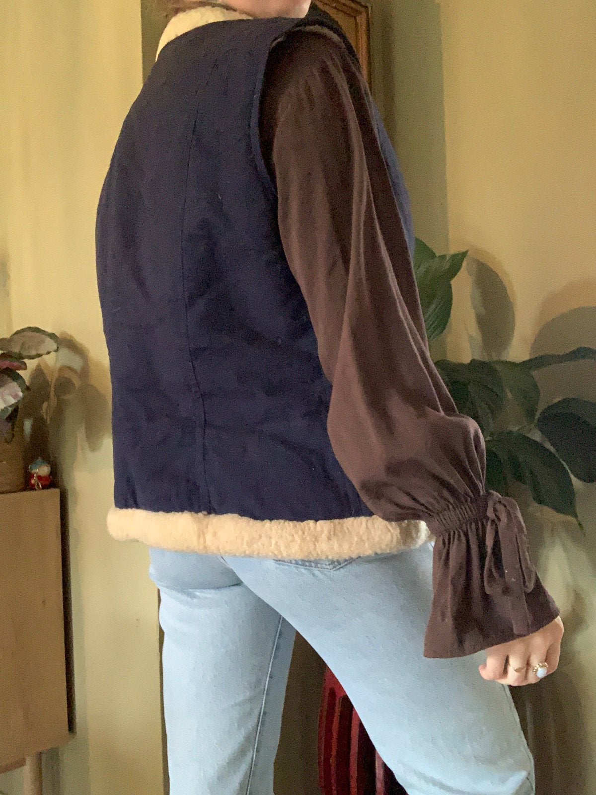 Vintage wollen gilet L bohemian waistcoat, -, Blauw, -, Maat 42/44 (L)