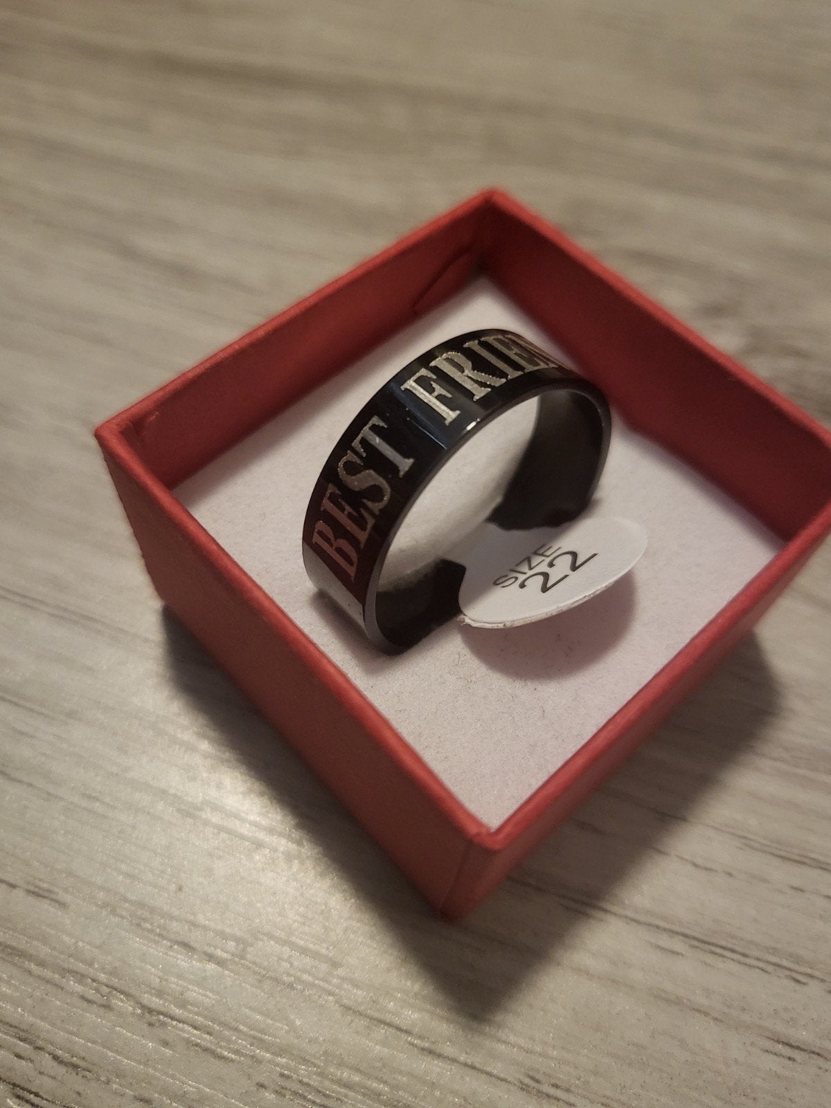 Nieuwe "Best Friend" ring, maat 22, Sieraden, Tassen en Uiterlijk, Ringen, 20 of groter, IJzer of Staal, Zwart, Nieuw