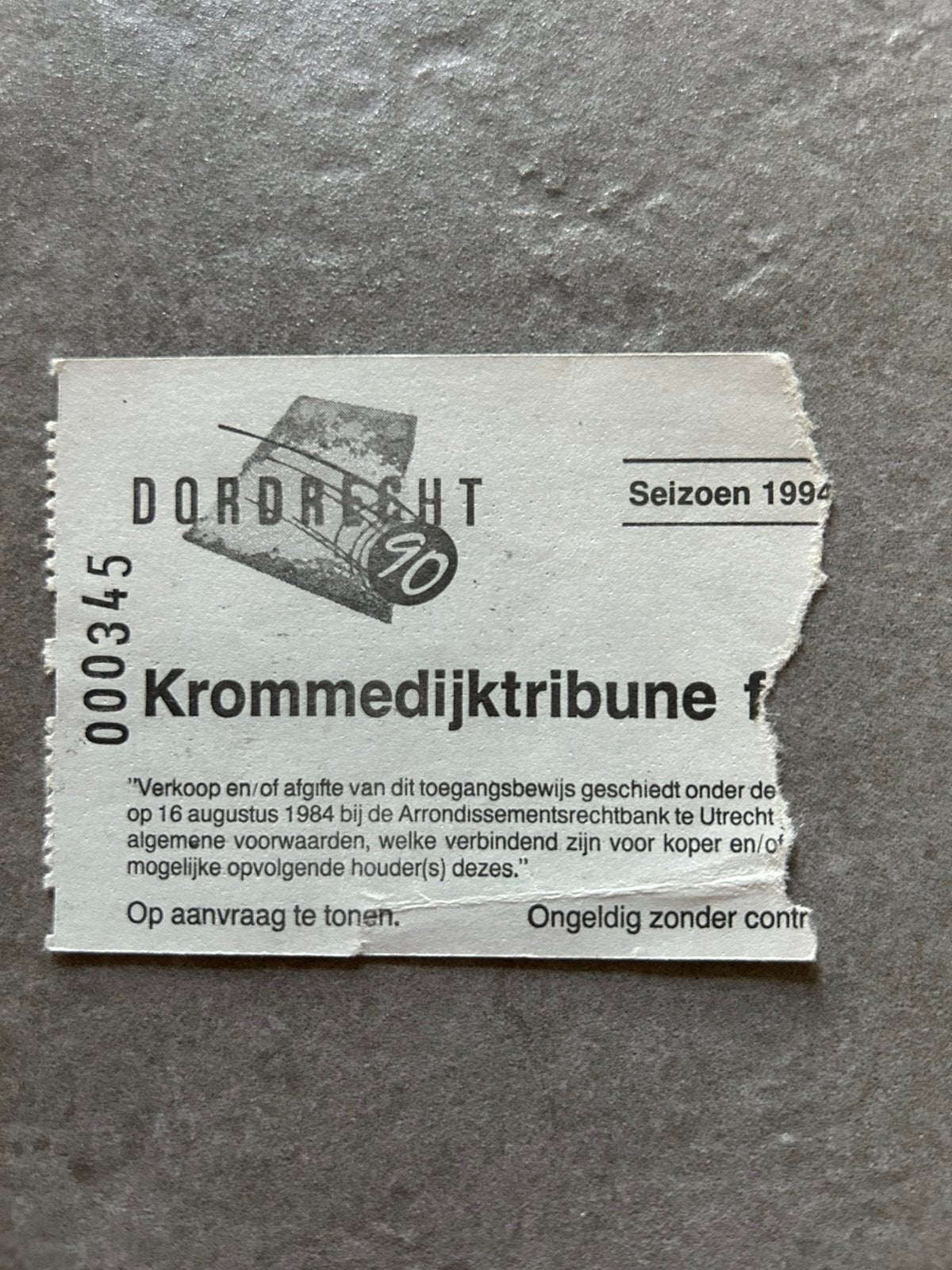Dordrecht ‘90 - NAC 94-95 ticket, Verzamelen, Sportartikelen en Voetbal, Ophalen of Verzenden, Gebruikt, NAC Breda, Overige typen