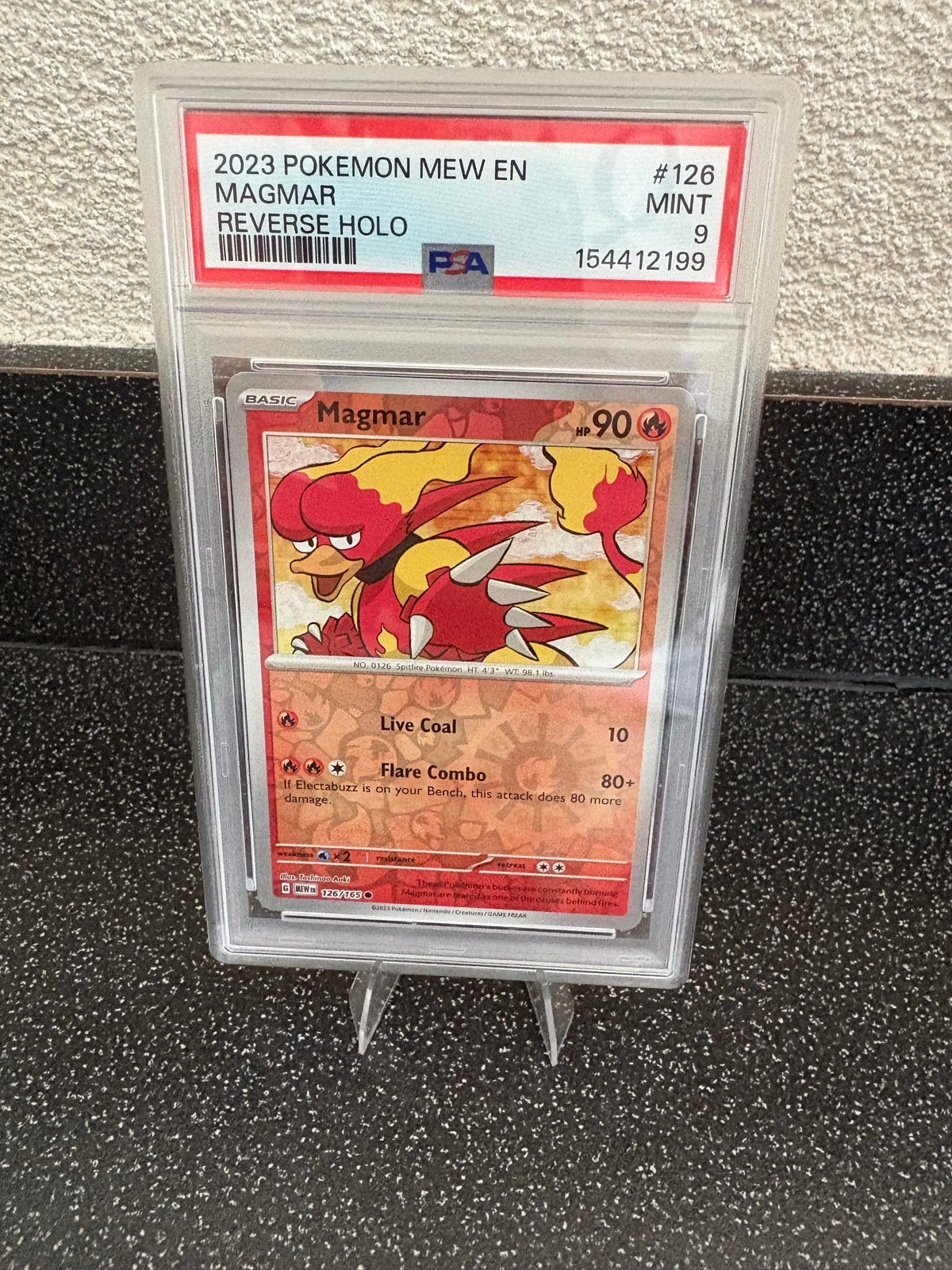 Magmar 126/165 Reverse Holo - PSA 9, Ophalen of Verzenden, Zo goed als nieuw, Losse kaart, Foil