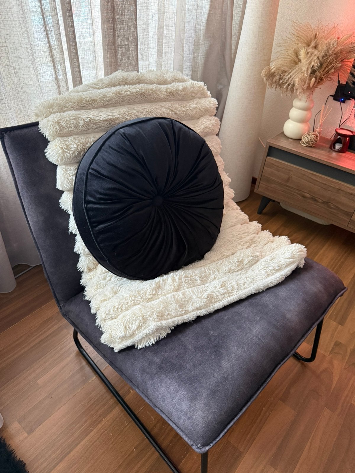 antracietgrijze fauteuil, Ophalen, Zo goed als nieuw, 75 tot 100 cm, 75 tot 100 cm