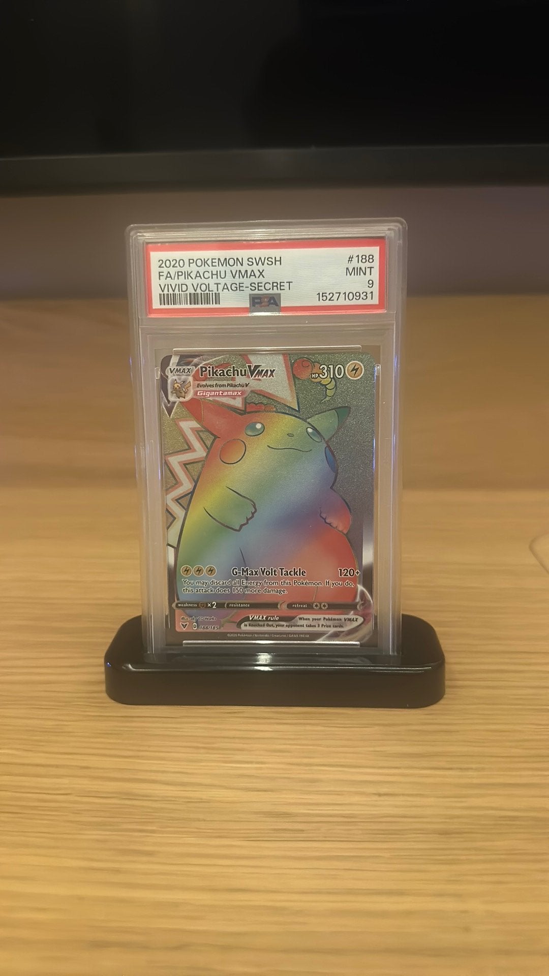 Pikachu vmax 188 PSA 9, Ophalen of Verzenden, Zo goed als nieuw