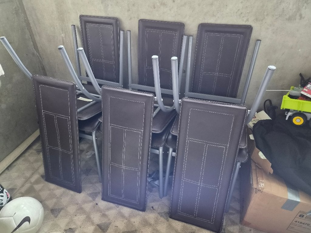 6 hele nette bruine eetboek stoelen, Huis en Inrichting, Stoelen, Ophalen, Bruin, Overige materialen, Zo goed als nieuw
