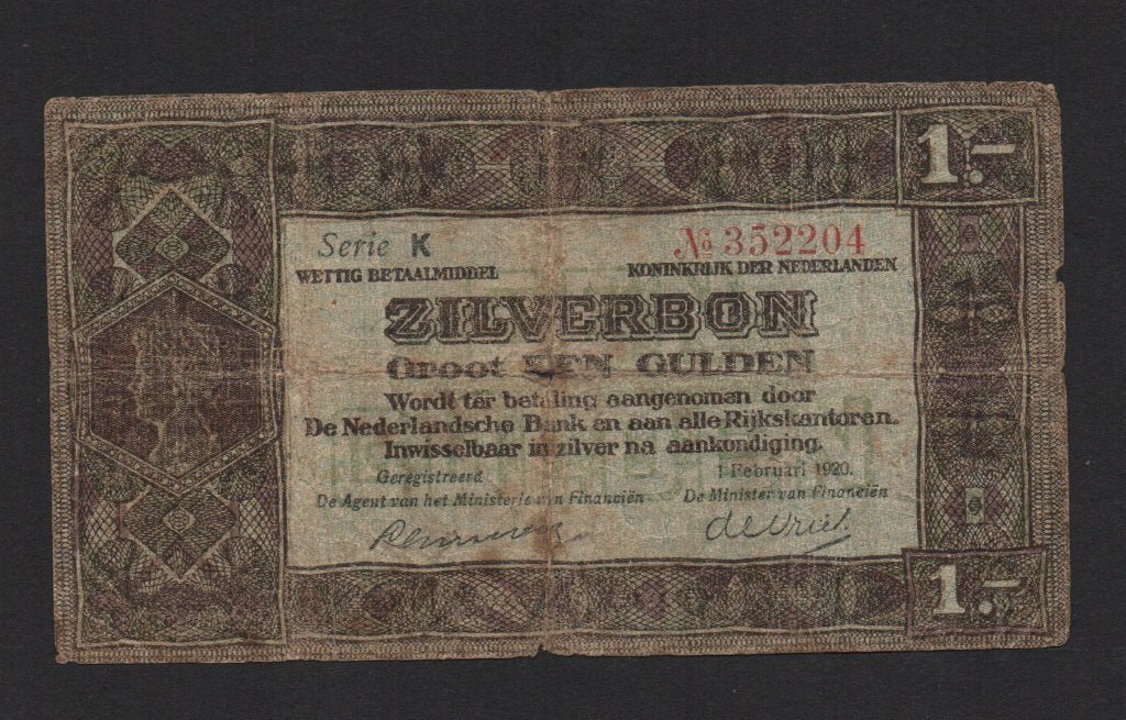 1 Gulden Bankbiljet 1920 Zilverbon Fraai Biljet, Ophalen of Verzenden, 1 gulden, Los biljet