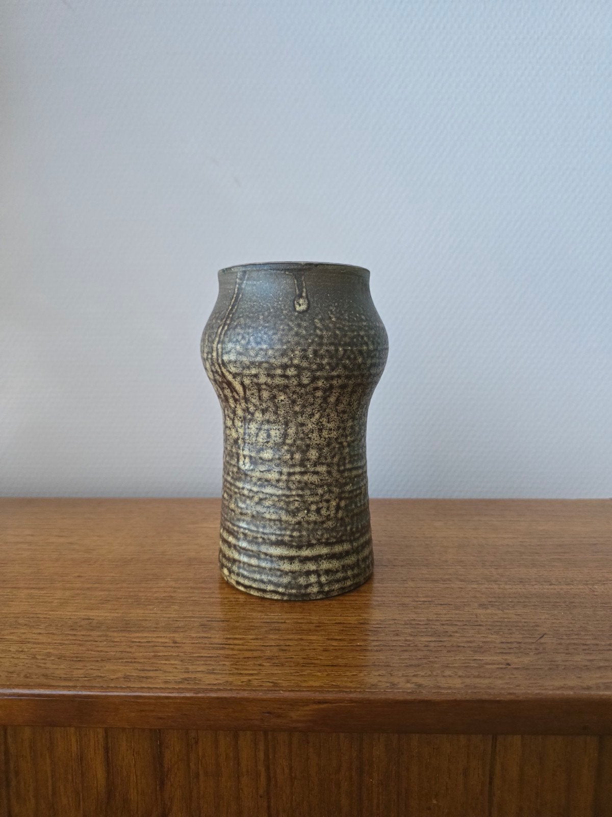 Vintage Brutalistische Keramische Vaas Steengoed 60s 70s, Ophalen of Verzenden
