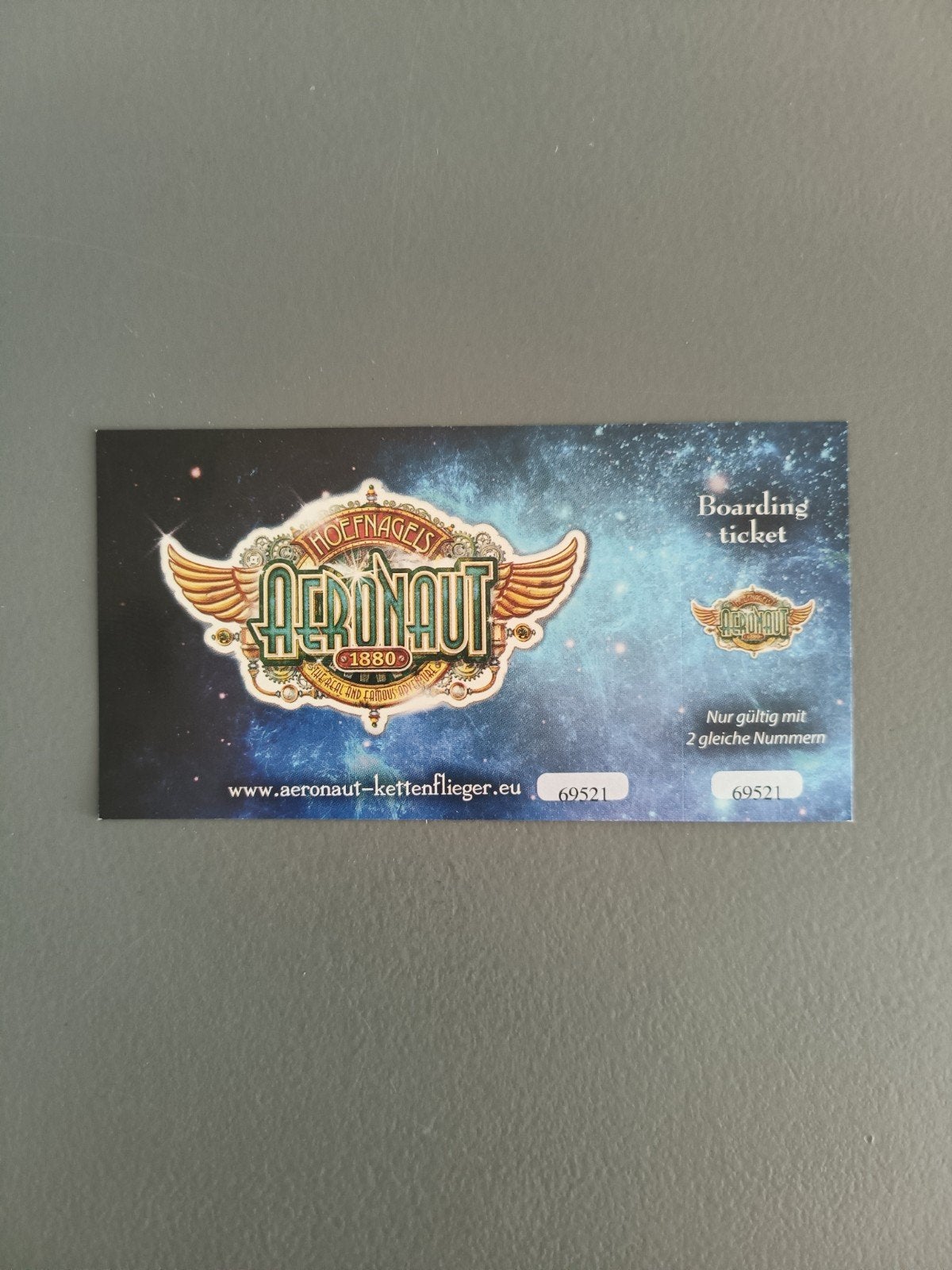 Aeronaut kermis ticket, Eén persoon