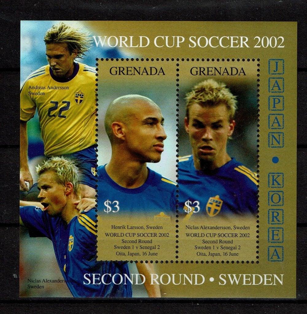 GRENADA 22002 PF BLOK VOETBAL SPORT SOCCER LARSON, Ophalen of Verzenden, Postfris, Sport