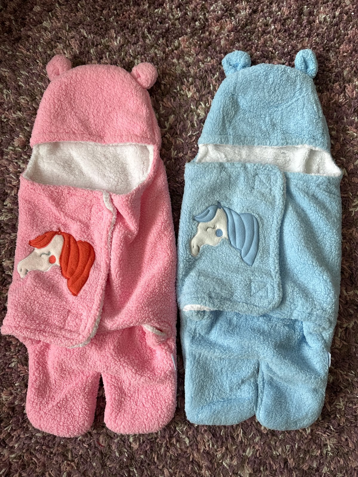 Zachte baby slaapzakken met capuchon - Roze en Blauw, Ophalen, Nieuw, Gevoerd, Meerkleurig