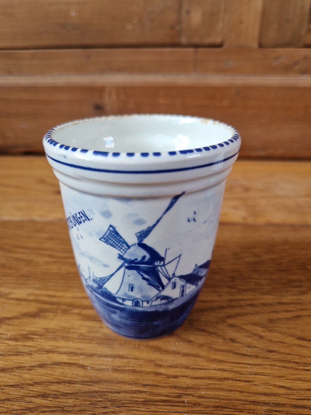 Delfts Blauw Wateringen Molen Beker - 9 cm hoog, Ophalen of Verzenden