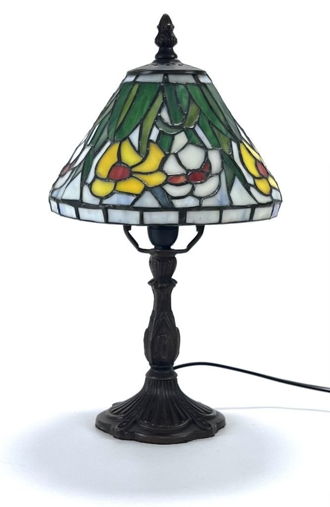 683. Glas-in-lood tafellamp - Tiffany stijl, eind 20e eeuw, Ophalen of Verzenden, Glas