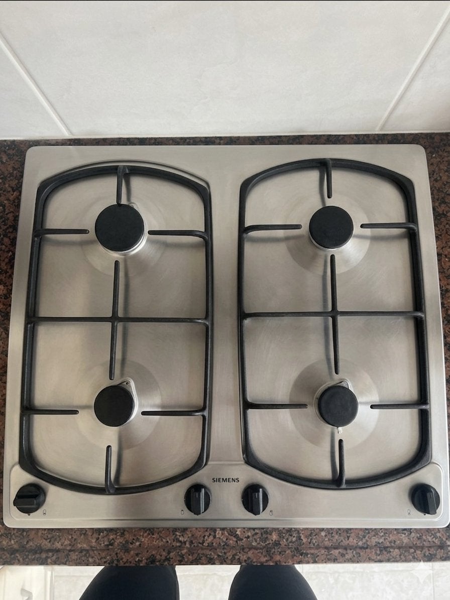 Siemens  inbouw gaskookplaat 4 pits RVS 56x49cm, Ophalen, Gebruikt, 4 kookzones, Inbouw
