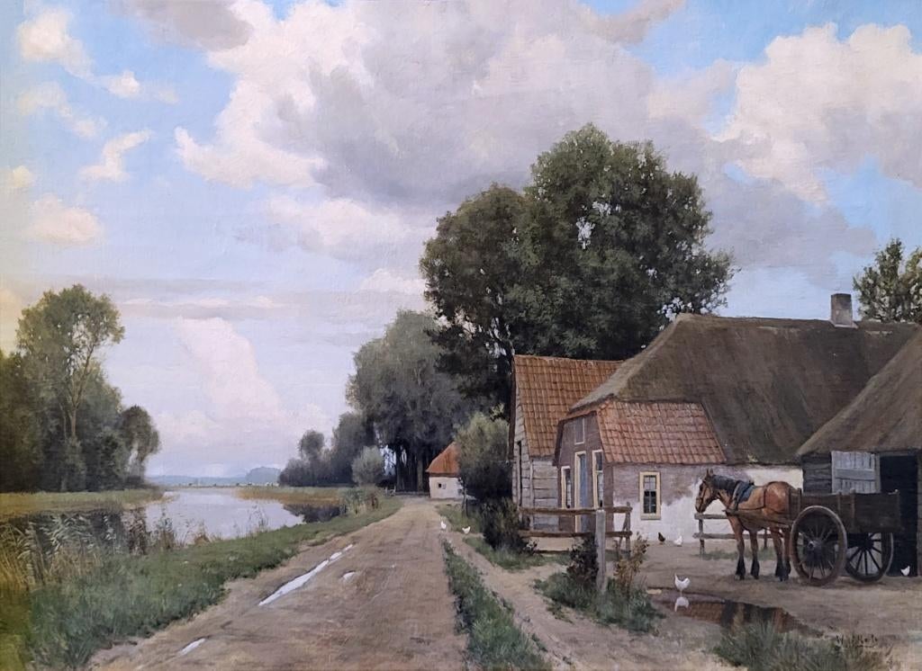 W.J. Alberts, 50x70cm doek, incl. nieuwe ljist, 550,- euro, Antiek en Kunst, Kunst | Schilderijen | Klassiek, Ophalen of Verzenden