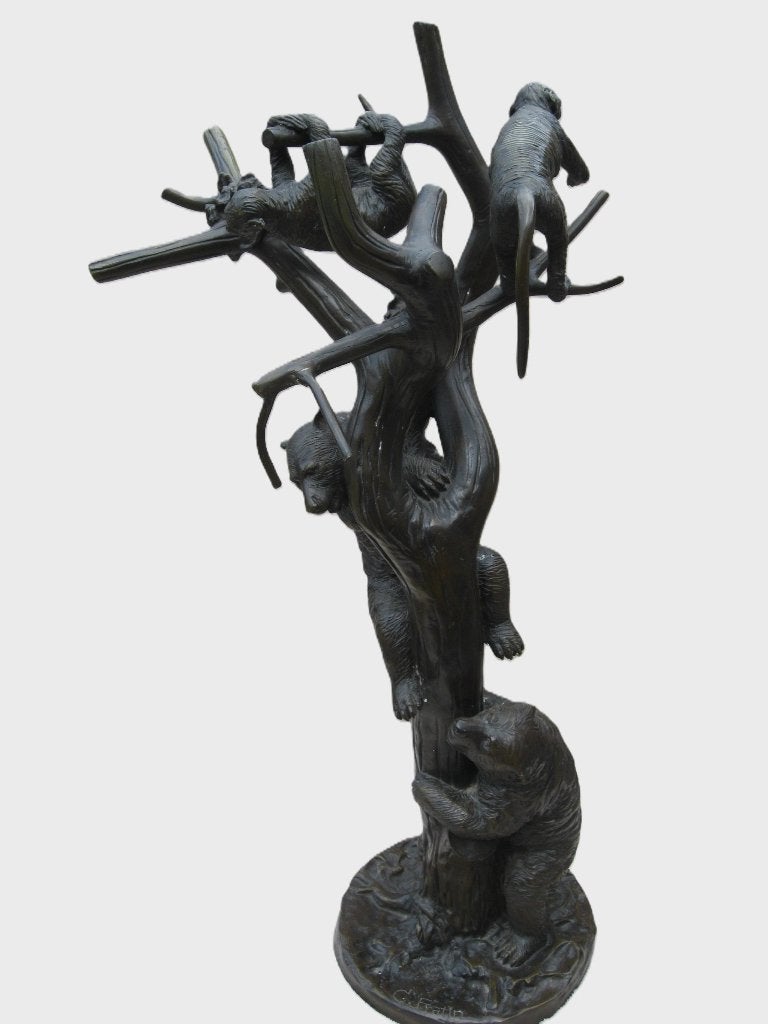 Bronzen animalier Fratin: "bear cubs and monkeys" 117cm, Antiek en Kunst, Ophalen
