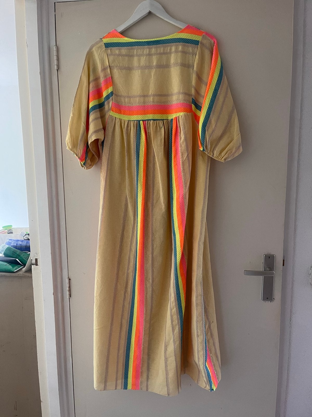 Zomerjurk 95% katoen, 5% terlenka, 130cm lang, Made in Italy, Kleding | Dames, Maat 38/40 (M), Meerkleurig, Nieuw, Ophalen of Verzenden