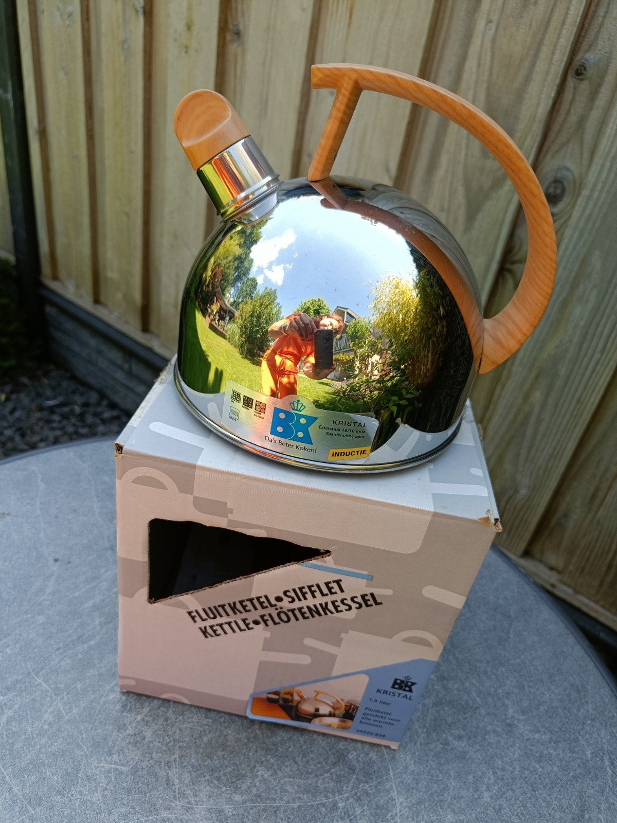 Nieuwe BK Kristal Edelstaal Fluitketel 1,5L - Alle Warmtebro, Ophalen of Verzenden, Nieuw