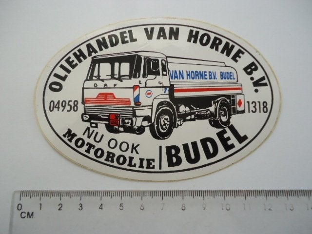 sticker oud Budel DAF TRUCK Van HORNE oliehandel olie oil, Verzenden, Zo goed als nieuw, Bedrijf of Vereniging