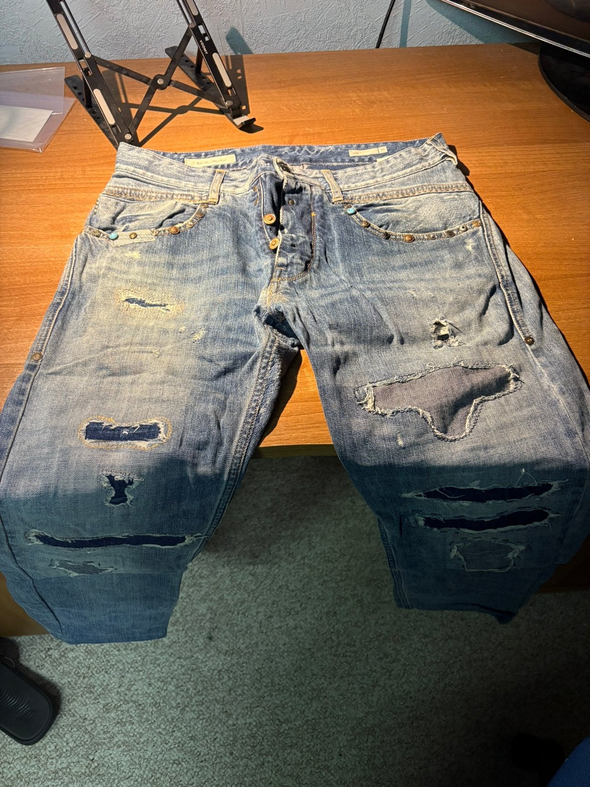 Versxhillende vintage gedragen broeken, Ophalen of Verzenden, Zo goed als nieuw, Blauw, W33 - W34 (confectie 48/50)