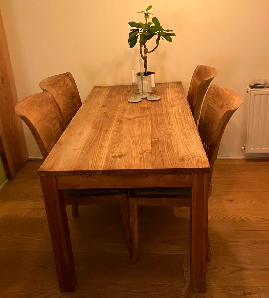 Teak eettafel 180 x 90 (excl stoelen), Ophalen, Teakhout, 50 tot 100 cm, Zo goed als nieuw
