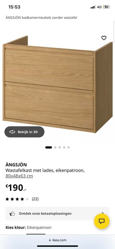 Ikea wastafel Angsjon 80cm + spiegel, Ophalen, 50 tot 100 cm, Zo goed als nieuw, Minder dan 100 cm