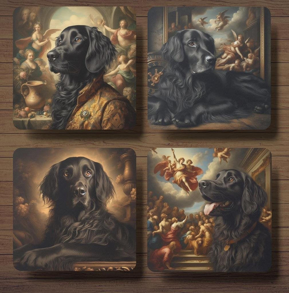 Flatcoated Retriever Barok onderzetters met houder, Ophalen of Verzenden, Nieuw