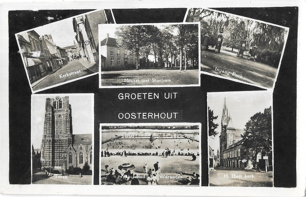 AK Oosterhout - Groeten uit ...Stadsgezichten, Verzamelen, Verzenden, 1940 tot 1960, Gelopen, Noord-Brabant