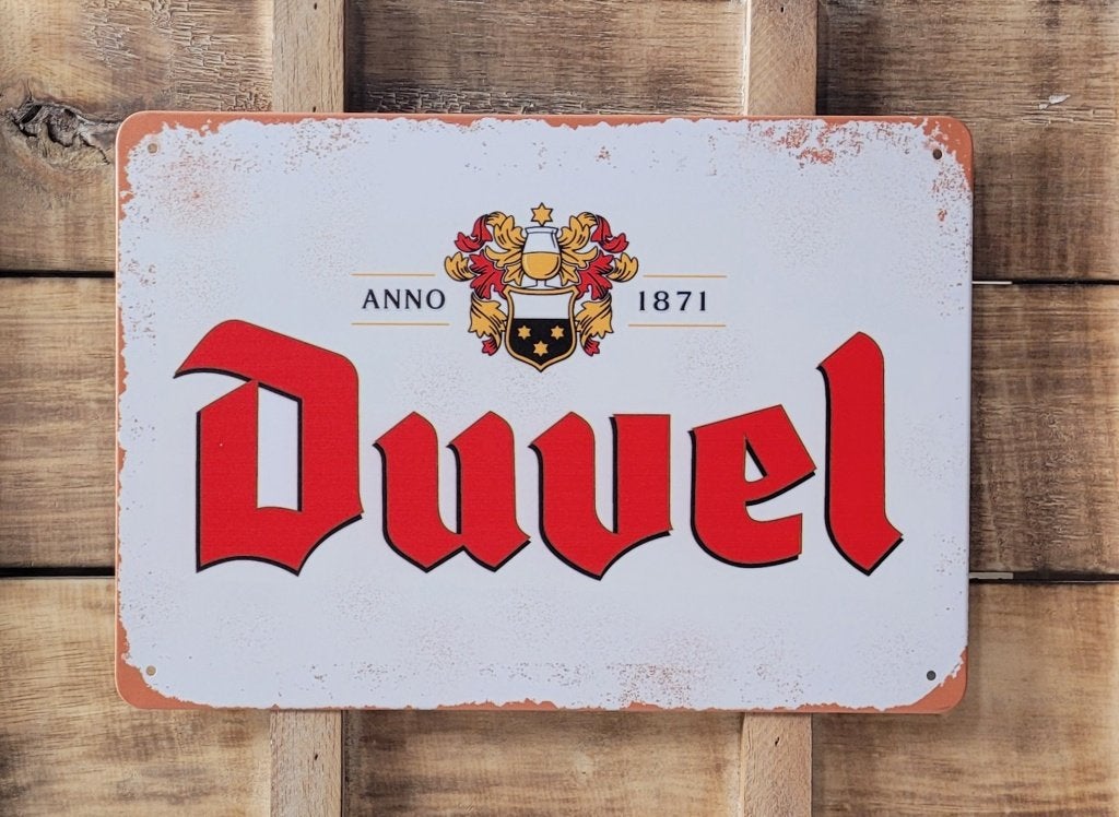 Duvel bier logo reclamebord van metaal wandbord decoratie, Ophalen of Verzenden, Nieuw, Reclamebord, Plaat of Schild, Overige merken