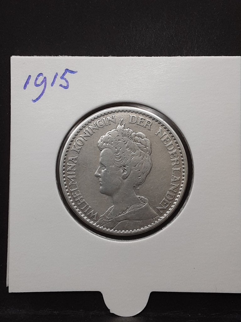 1 gulden 1915 Koningin Wilhelmina, 1 gulden, Verzenden, Zilver, Koningin Wilhelmina