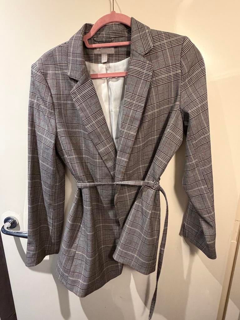 H&M Colbertje Jasje Getailleerd Ruit Maat 38/40 Z.g.a.n., Maat 38/40 (M), Ophalen of Verzenden, Zo goed als nieuw, Jasje