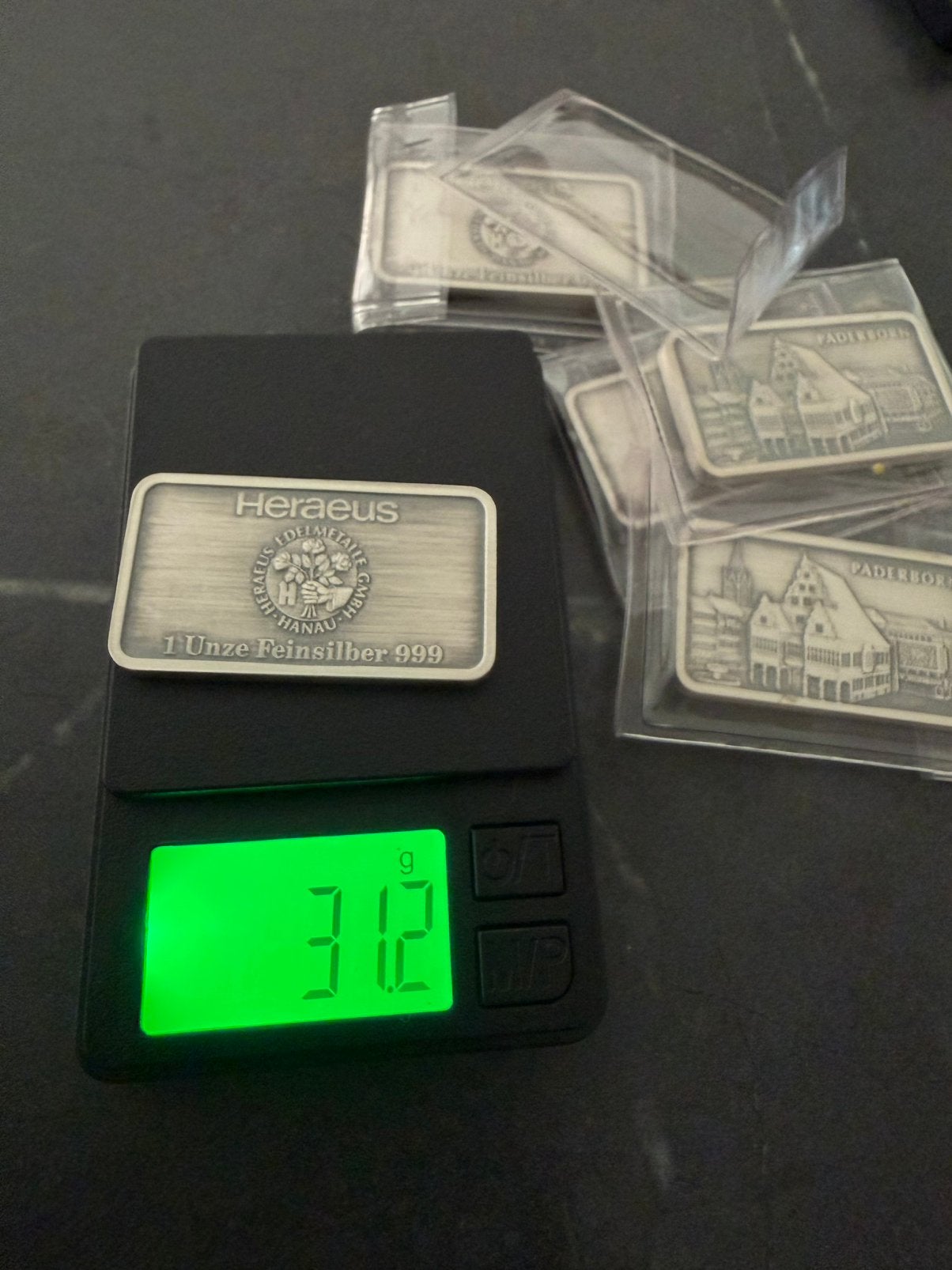 5x 1 ounce 31,2 gram Heraeus .999 zilver baren, Ophalen of Verzenden, Zilver