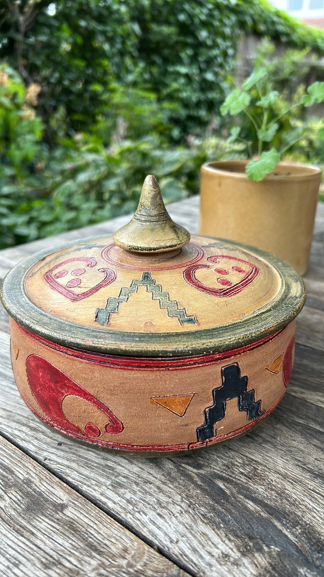 Vintage Zuid Amerikaanse terracotta pot Inca Mexico stijl, Ophalen of Verzenden