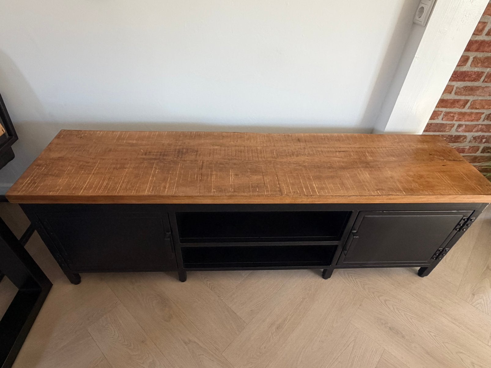 Stalen TV meubel, Gebruikt, 150 tot 200 cm, Minder dan 100 cm, Industrieel