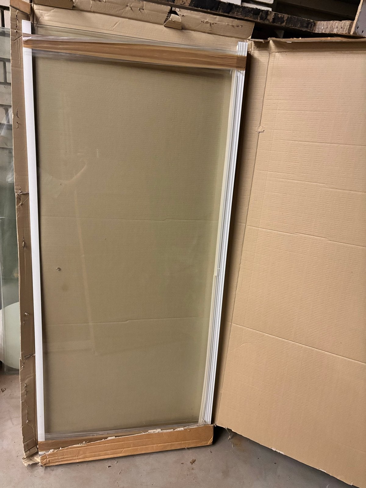 2 Nieuwe Douchewand 87-89,5 cm x 181 cm Wit/Transparant Glas, Ophalen, 80 tot 120 cm, Nieuw, 160 cm of meer