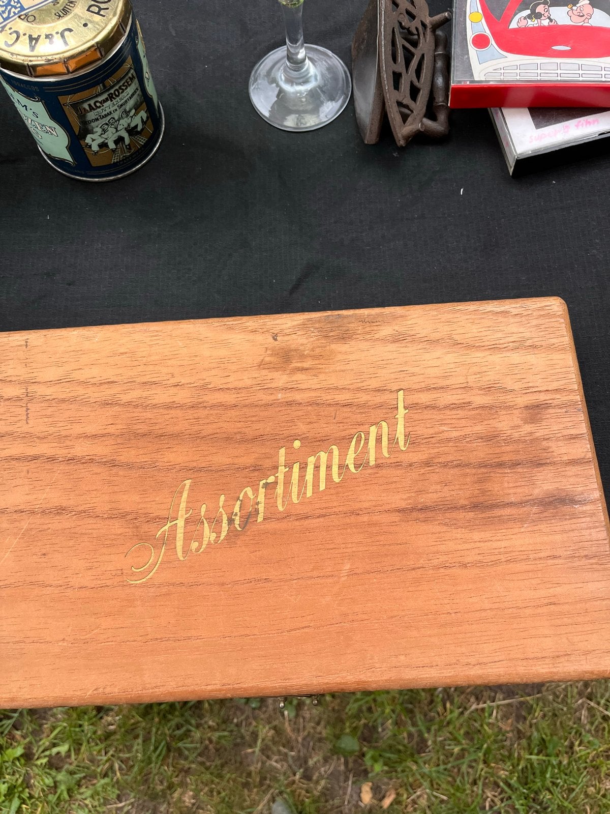 Vintage houten sigarenkistje 'Assortiment' - Nederland, Ophalen of Verzenden, Gebruikt