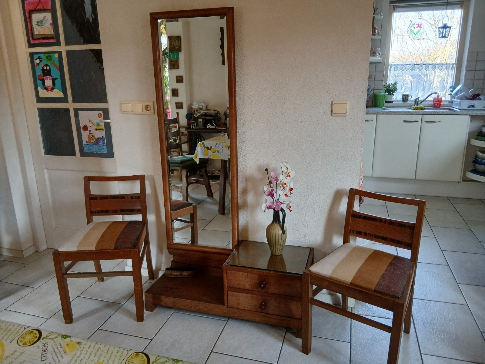 Slaapkamer meubel met draaibare passpiegel met ladekastje en, Huis en Inrichting, Slaapkamer | Complete slaapkamers, Ophalen, Eenpersoons