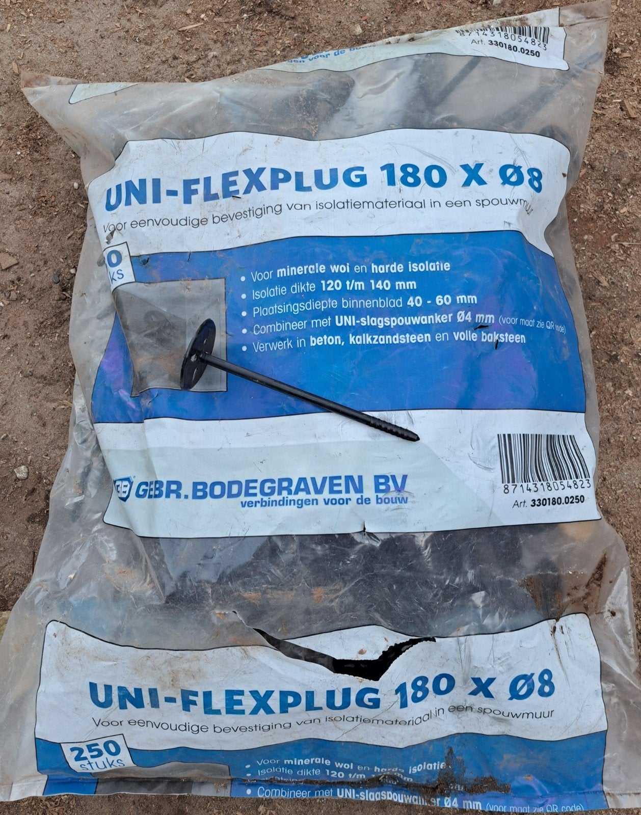 240 stuks Uni-Flexplug 180 x Ø8 (isolatiepluggen), Doe-het-zelf en Verbouw, Isolatie en Afdichting, Overige materialen, 12 cm of meer