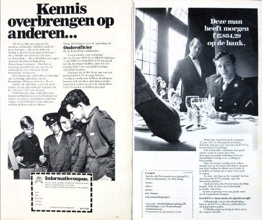 13 vintage advertenties reclames landmacht 1957-71 leger, Ophalen of Verzenden, Gebruikt, Overige typen