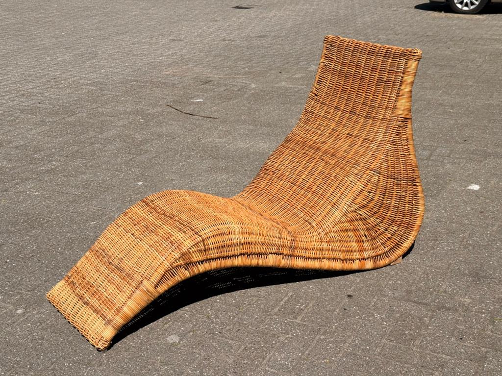 Rotan ligstoel of ligbed Carl Öjerstam, Swedish designer,, Ophalen of Verzenden, Zo goed als nieuw, Rotan