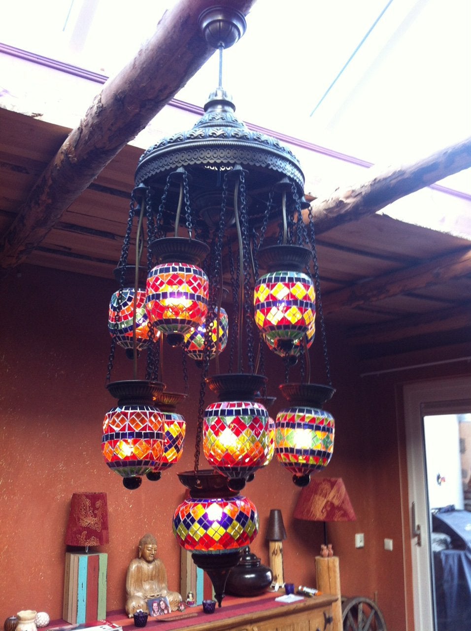 Handgemaakte mozaïek hanglamp, Huis en Inrichting, Ophalen, Glas