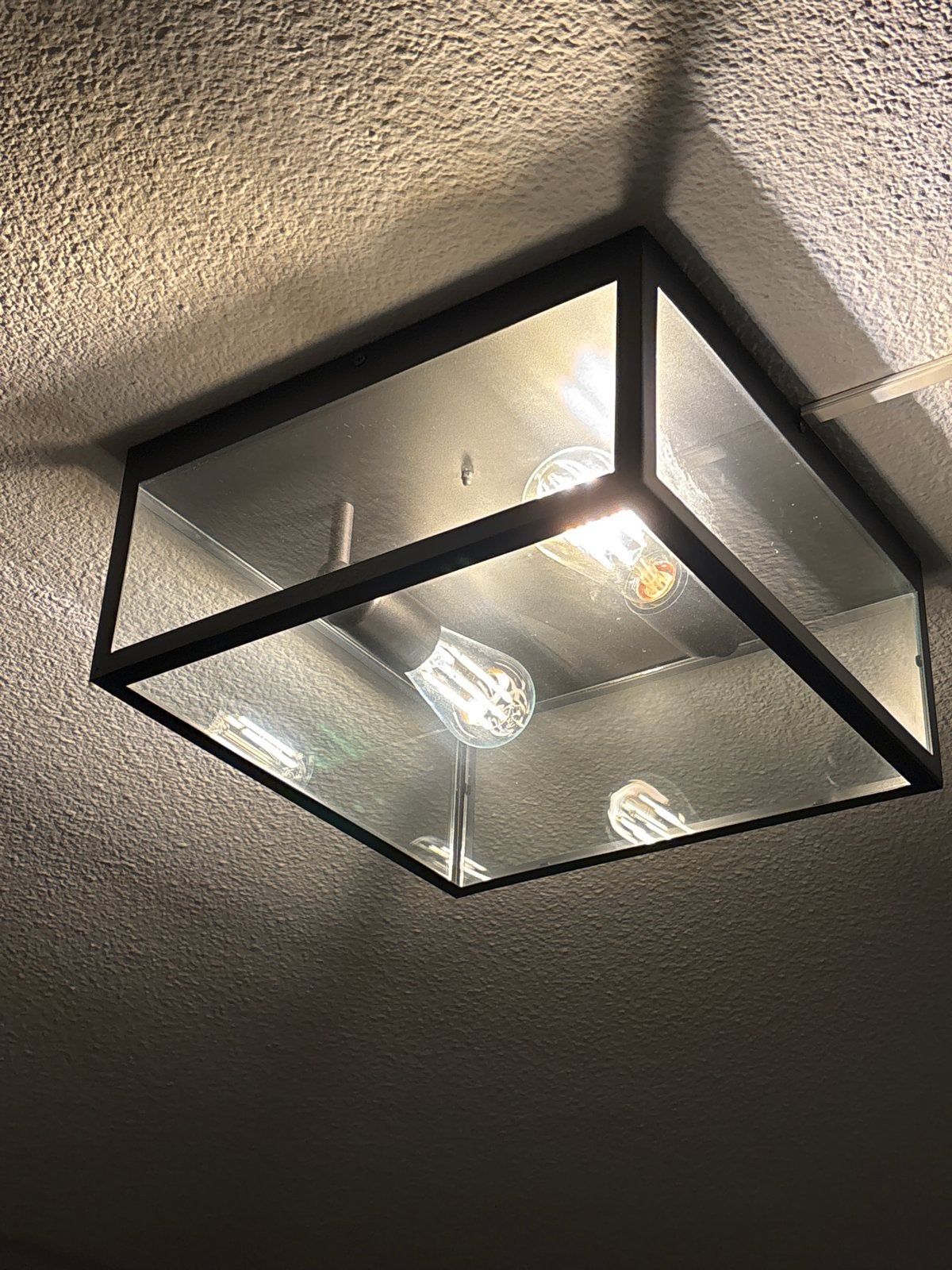 Moderne Plafondlamp Zwart met Glas - 36x36x16 cm, Huis en Inrichting, Ophalen, Gebruikt, Modern, Zwart