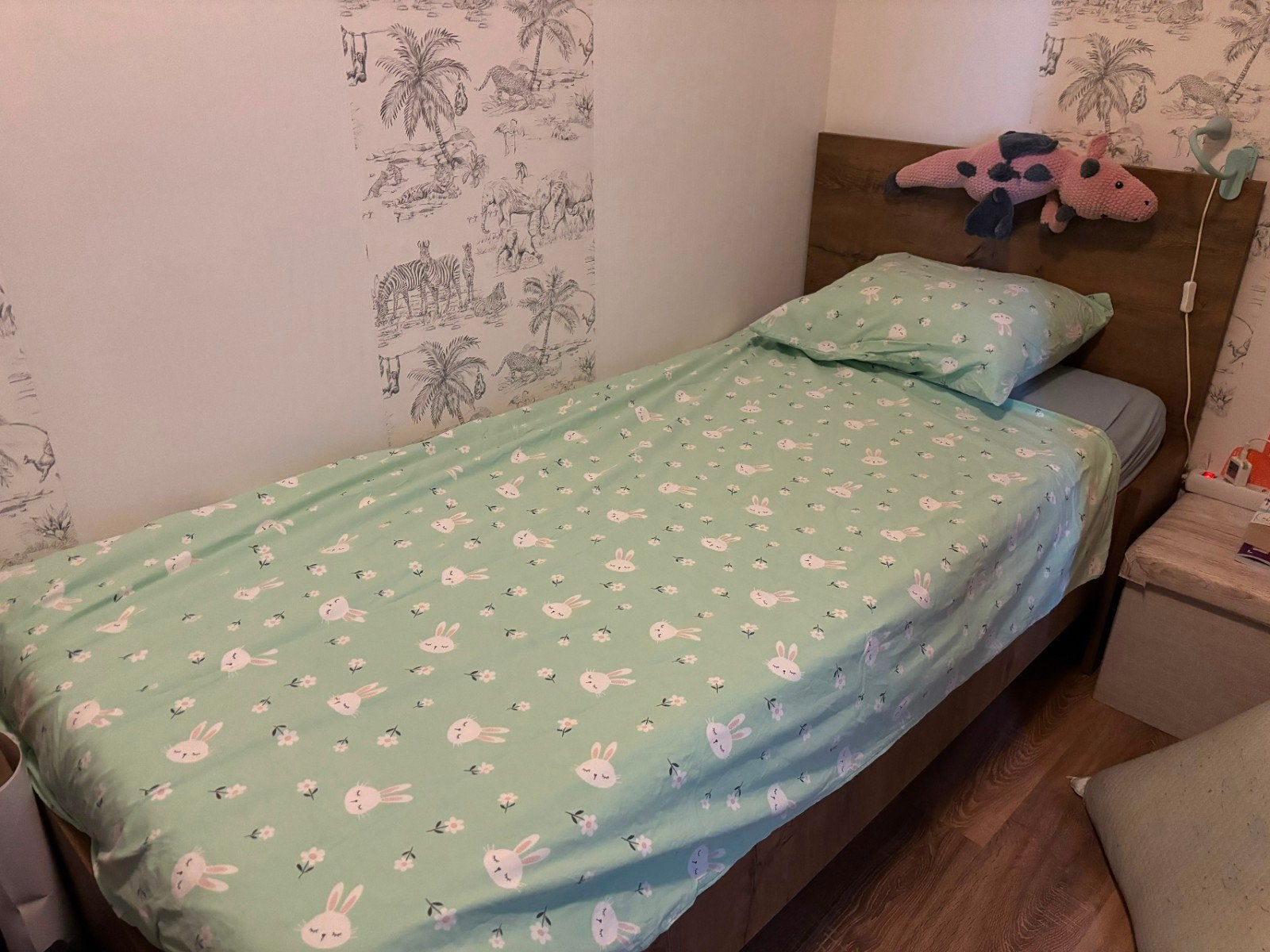 Eenpersoonsbed 90x200cm met lattenbodem en matras, Ophalen, 90 cm, Eenpersoons, Bruin