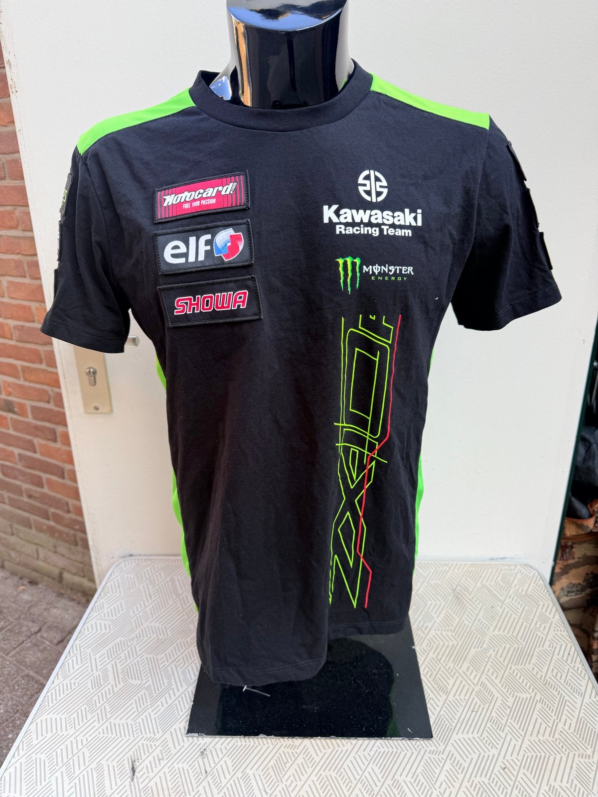 Kawasaki Racing Team T-shirt - Zwart/Groen - Maat L, Ophalen of Verzenden, Zo goed als nieuw, Maat 52/54 (L), Zwart