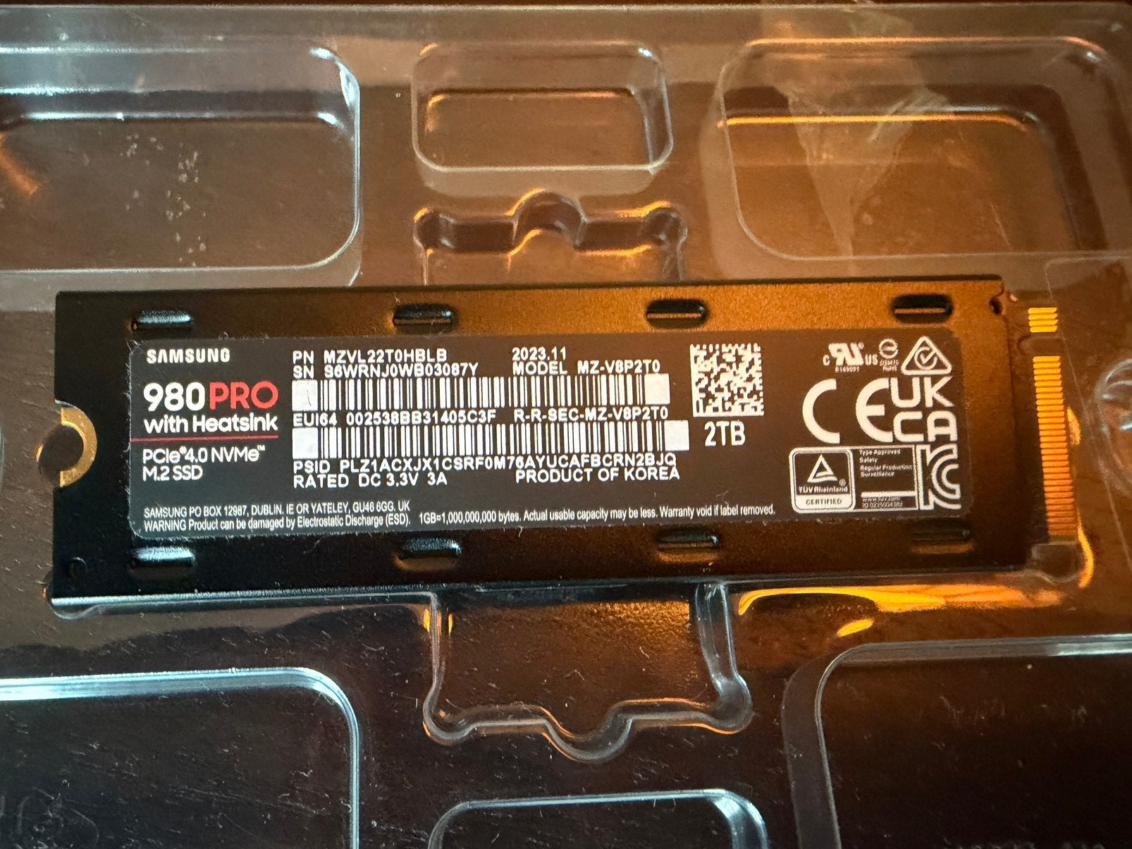 2TB NVME SAMSUNG 980 Pro heatsink, Computers en Software, Harde schijven, Ophalen of Verzenden, Zo goed als nieuw, Desktop, Overige aansluitingen