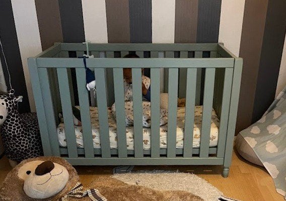 Ledikant Coming Kids pebbles 2 groen incl matras, Ophalen, Gebruikt, Ledikant