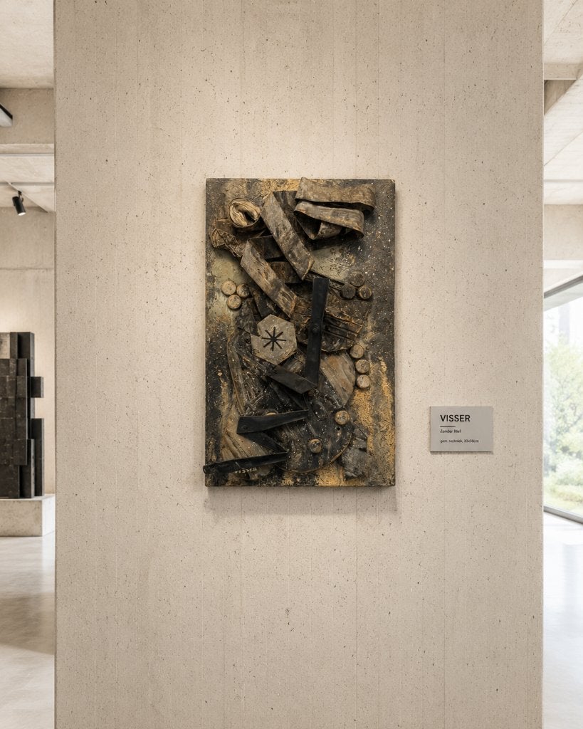 Assemblage relïef Visser Brutalistische wandsculptuur, Ophalen