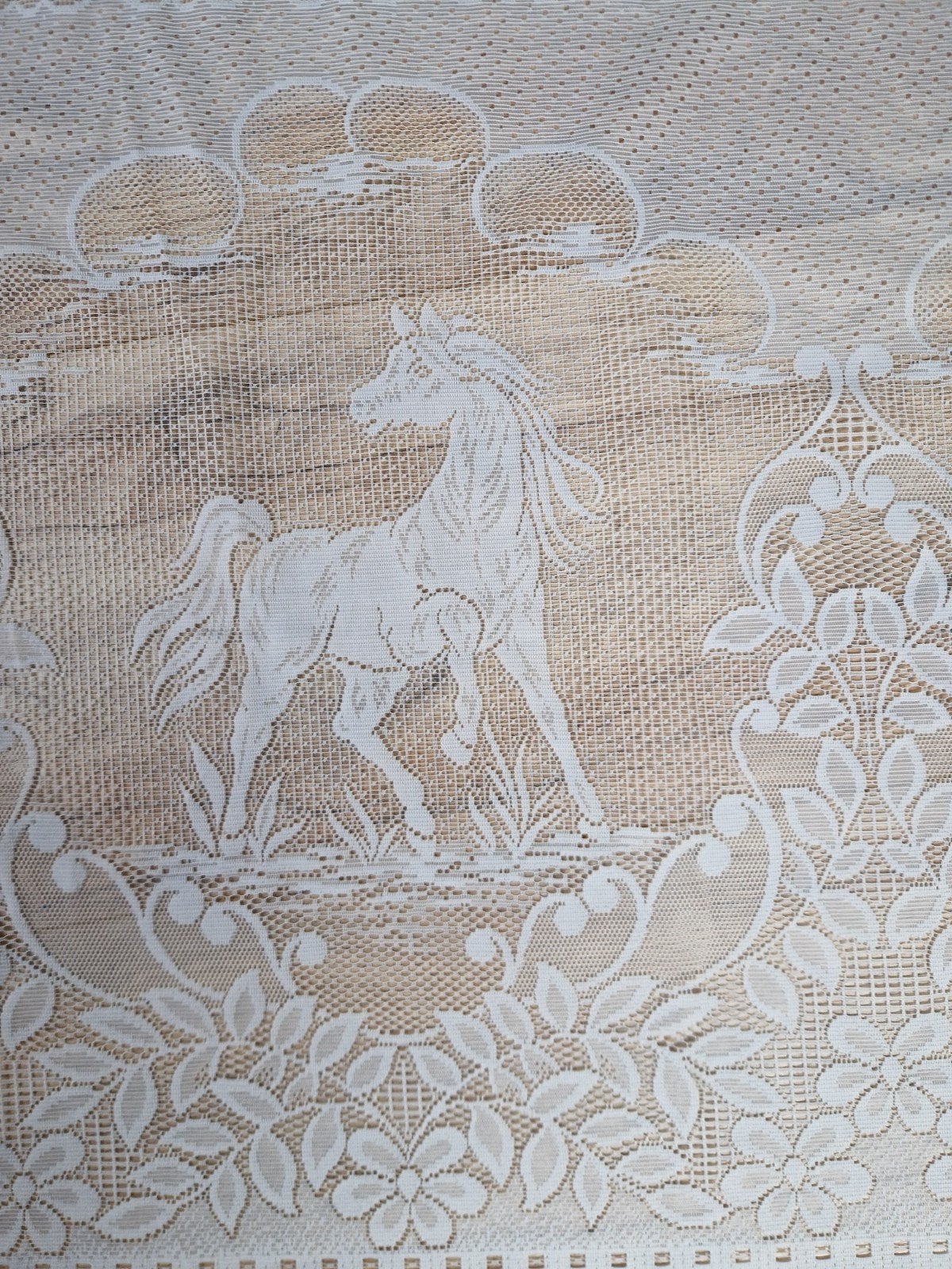 Vintage kanten vitrage met paardenmotief – 480 x 62 cm, Ophalen of Verzenden