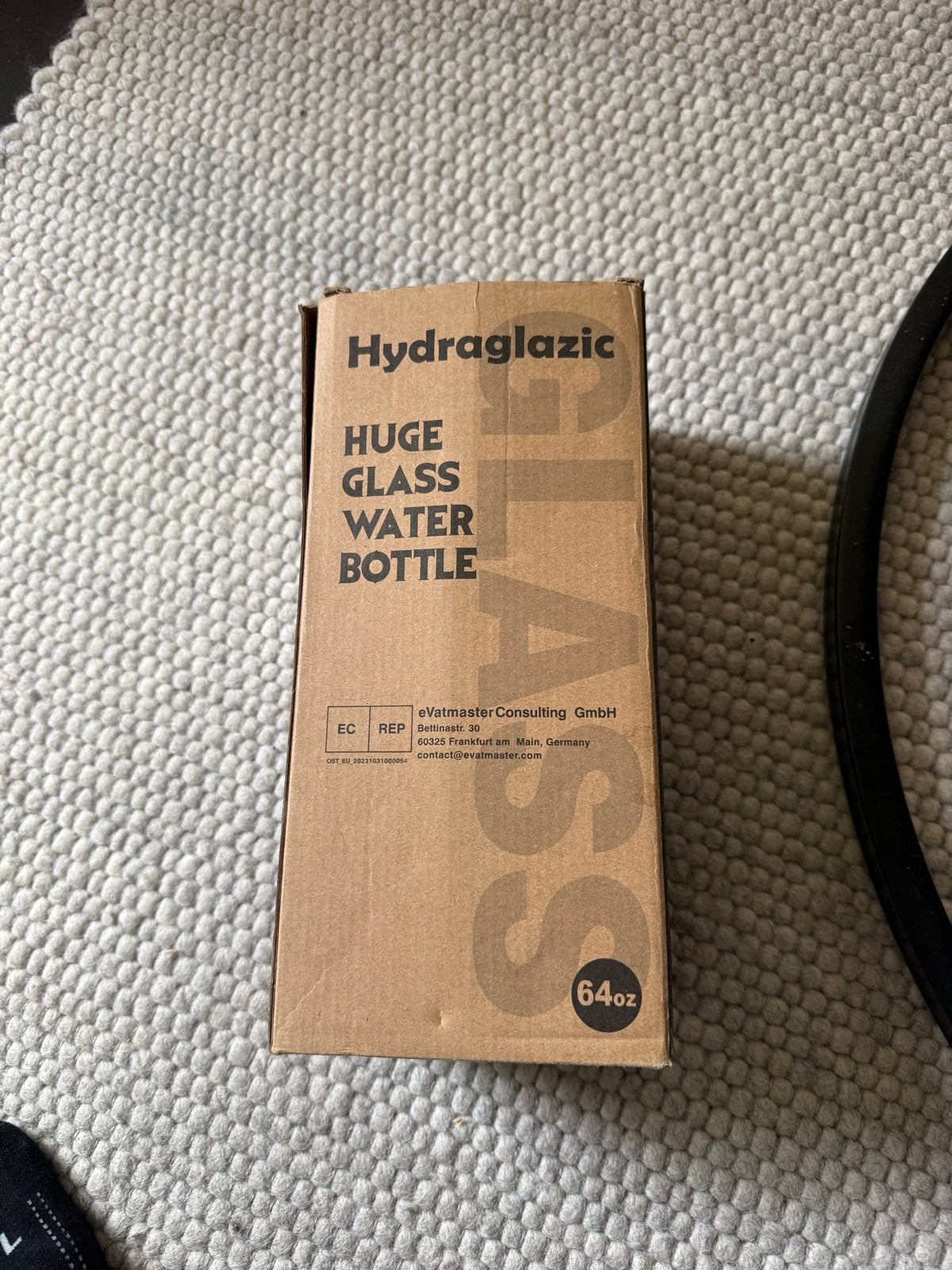Hydraglazic Glazen Waterfles 64oz - Nieuw in doos, Ophalen, Nieuw, Wit, Overige merken